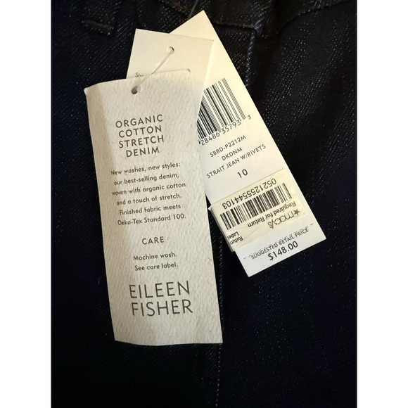 Eileen Fisher Organic Cotton Dark Wash Womens 10/ 29 x 32 Jeans Stretchy $148 - Picture 5 of 10